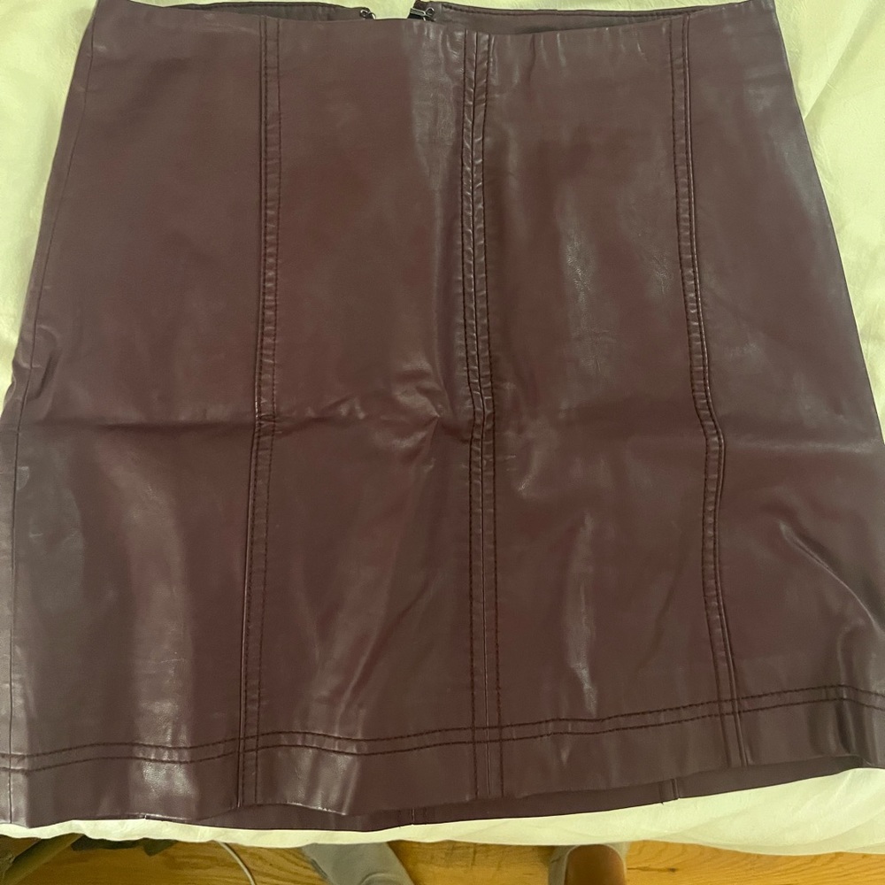 Dark purple leather mini skirt